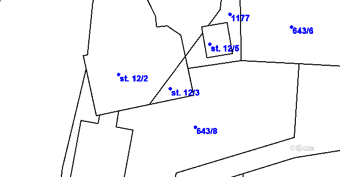 Parcela st. 12/3 v KÚ Bačetín, Katastrální mapa