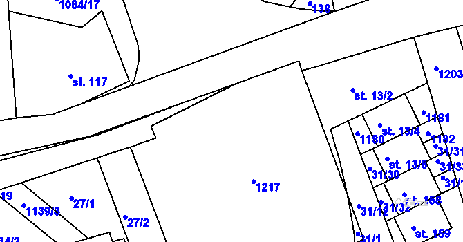 Parcela st. 13/1 v KÚ Bačetín, Katastrální mapa