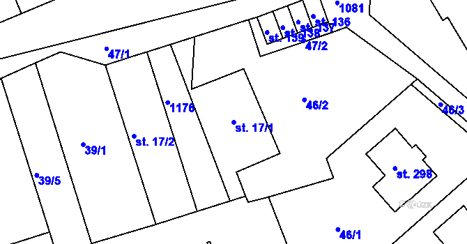 Parcela st. 17/1 v KÚ Bačetín, Katastrální mapa