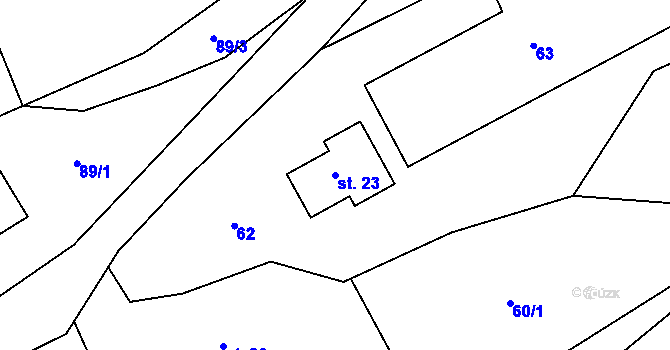 Parcela st. 23 v KÚ Bačetín, Katastrální mapa
