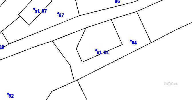 Parcela st. 24 v KÚ Bačetín, Katastrální mapa