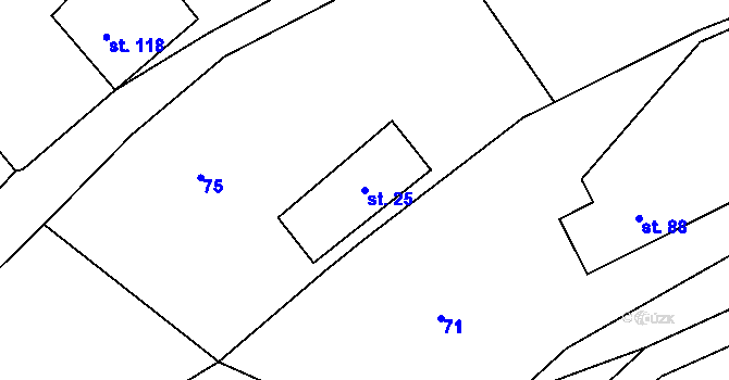 Parcela st. 25 v KÚ Bačetín, Katastrální mapa