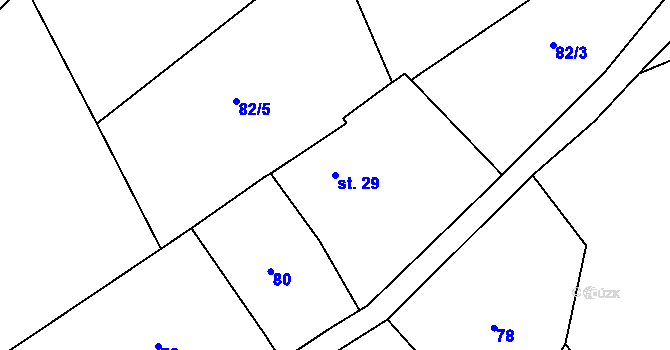Parcela st. 29 v KÚ Bačetín, Katastrální mapa