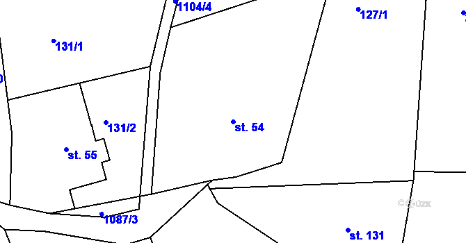Parcela st. 54 v KÚ Bačetín, Katastrální mapa