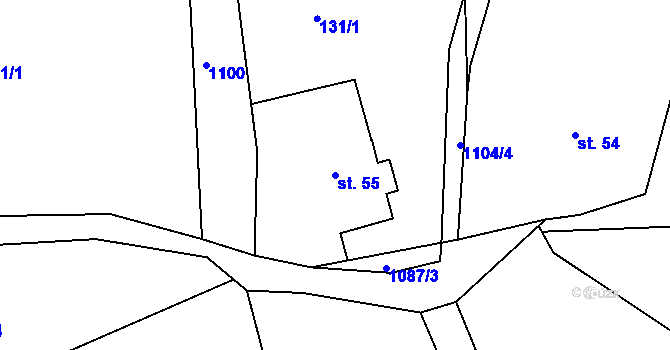 Parcela st. 55 v KÚ Bačetín, Katastrální mapa