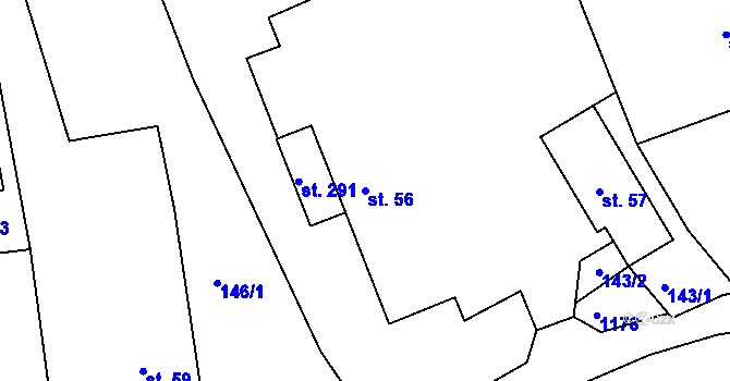 Parcela st. 56 v KÚ Bačetín, Katastrální mapa