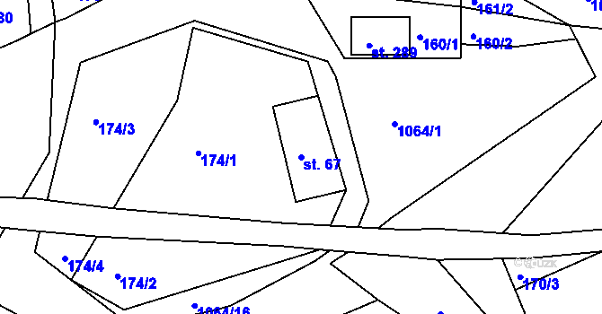 Parcela st. 67 v KÚ Bačetín, Katastrální mapa
