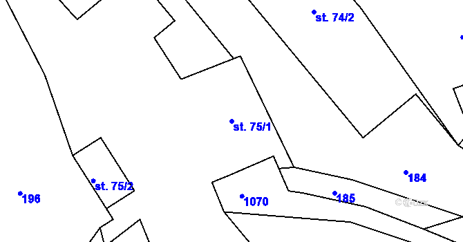 Parcela st. 75/1 v KÚ Bačetín, Katastrální mapa