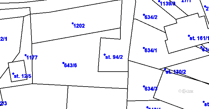 Parcela st. 94/2 v KÚ Bačetín, Katastrální mapa