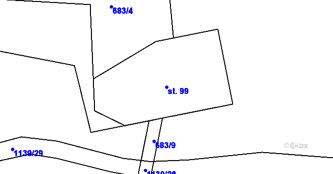 Parcela st. 99 v KÚ Bačetín, Katastrální mapa