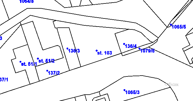 Parcela st. 103 v KÚ Bačetín, Katastrální mapa