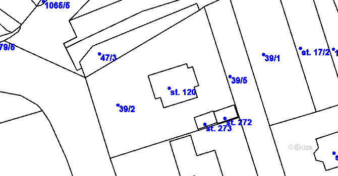 Parcela st. 120 v KÚ Bačetín, Katastrální mapa