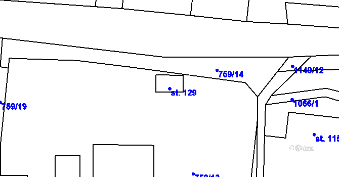 Parcela st. 129 v KÚ Bačetín, Katastrální mapa