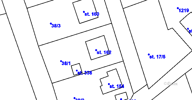 Parcela st. 162 v KÚ Bačetín, Katastrální mapa