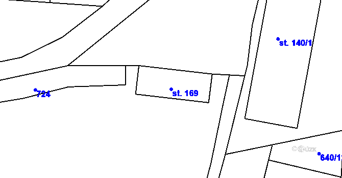 Parcela st. 169 v KÚ Bačetín, Katastrální mapa