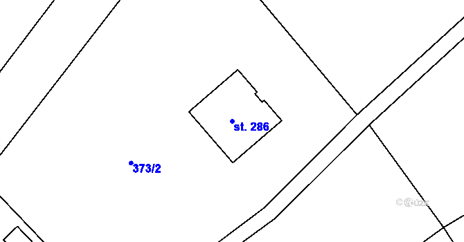Parcela st. 286 v KÚ Bačetín, Katastrální mapa