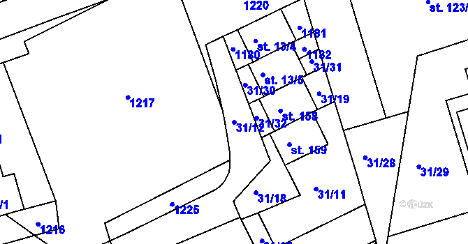 Parcela st. 31/12 v KÚ Bačetín, Katastrální mapa