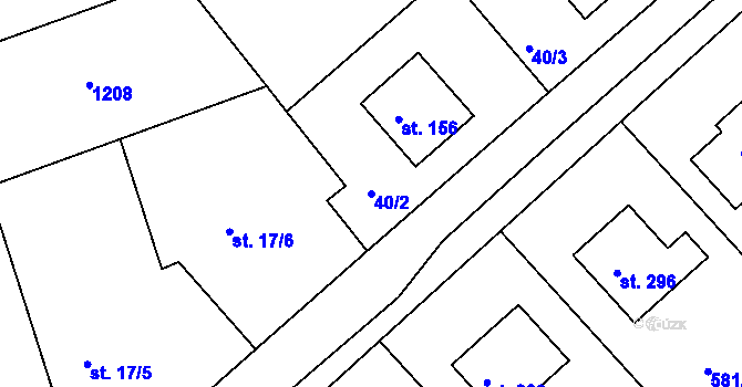 Parcela st. 40/2 v KÚ Bačetín, Katastrální mapa