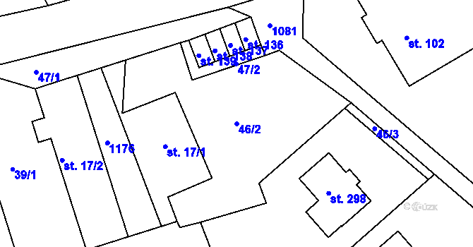 Parcela st. 46/2 v KÚ Bačetín, Katastrální mapa