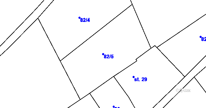 Parcela st. 82/5 v KÚ Bačetín, Katastrální mapa