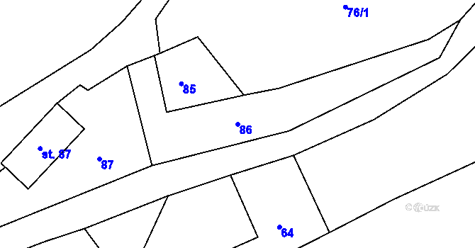 Parcela st. 86 v KÚ Bačetín, Katastrální mapa