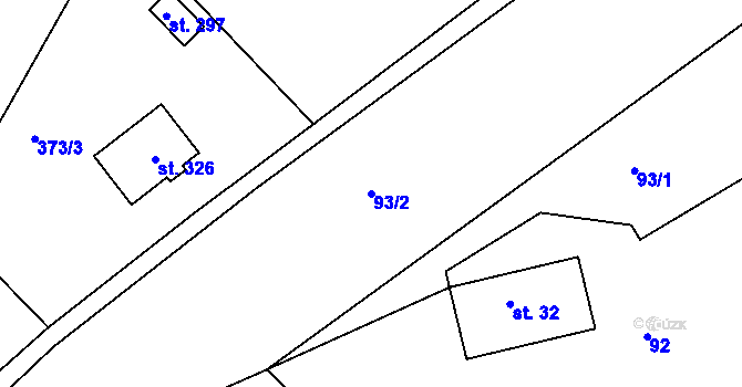 Parcela st. 93/2 v KÚ Bačetín, Katastrální mapa