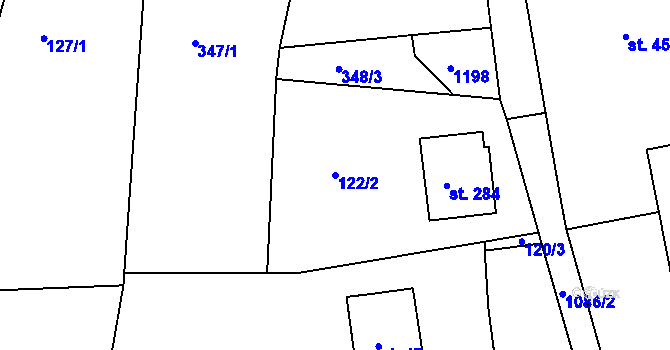 Parcela st. 122/2 v KÚ Bačetín, Katastrální mapa