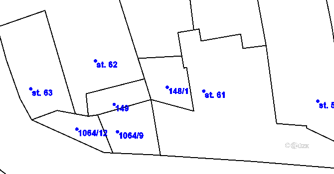 Parcela st. 148/1 v KÚ Bačetín, Katastrální mapa