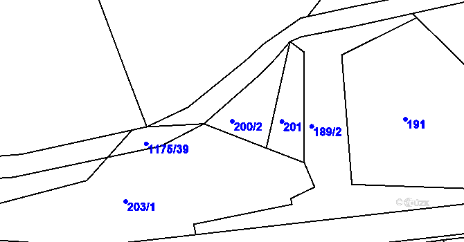 Parcela st. 200/2 v KÚ Bačetín, Katastrální mapa