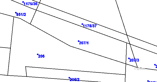 Parcela st. 207/1 v KÚ Bačetín, Katastrální mapa