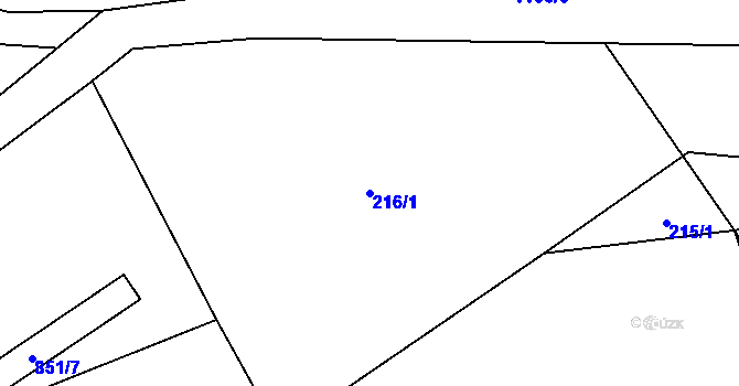 Parcela st. 216/1 v KÚ Bačetín, Katastrální mapa