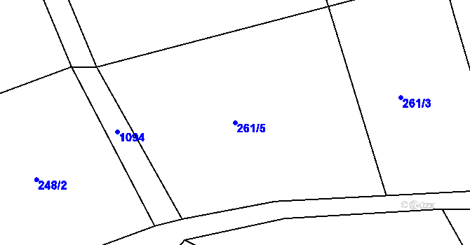 Parcela st. 261/5 v KÚ Bačetín, Katastrální mapa