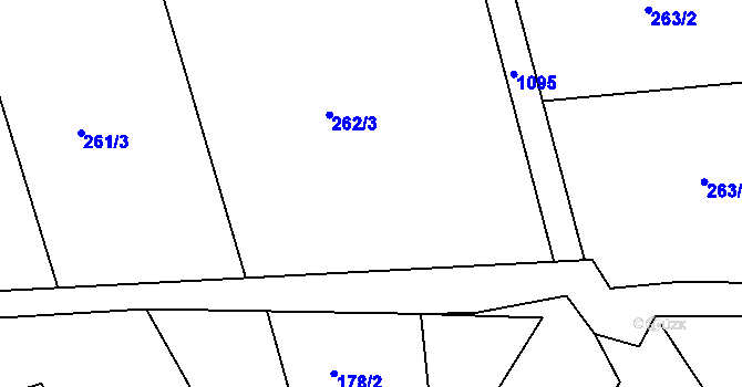 Parcela st. 262/2 v KÚ Bačetín, Katastrální mapa