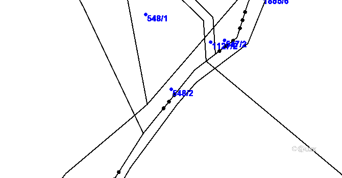 Parcela st. 548/2 v KÚ Bačetín, Katastrální mapa
