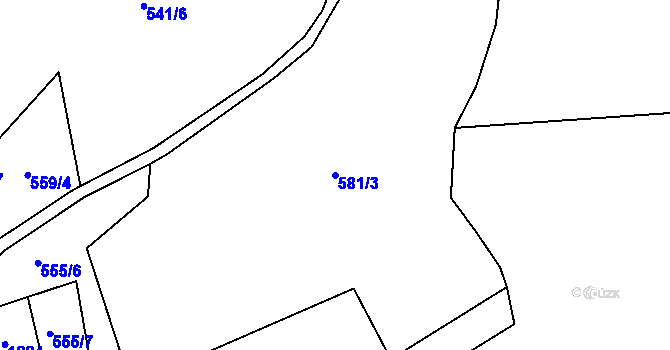 Parcela st. 581/3 v KÚ Bačetín, Katastrální mapa