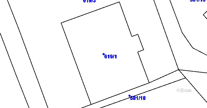 Parcela st. 619/1 v KÚ Bačetín, Katastrální mapa