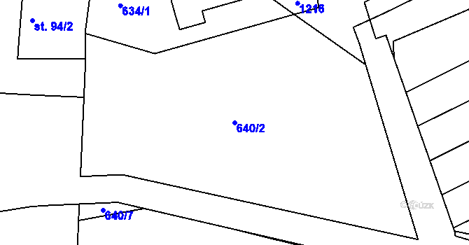 Parcela st. 640/2 v KÚ Bačetín, Katastrální mapa