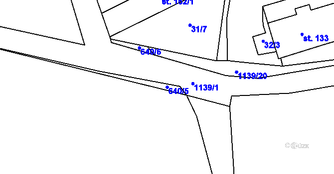 Parcela st. 640/5 v KÚ Bačetín, Katastrální mapa