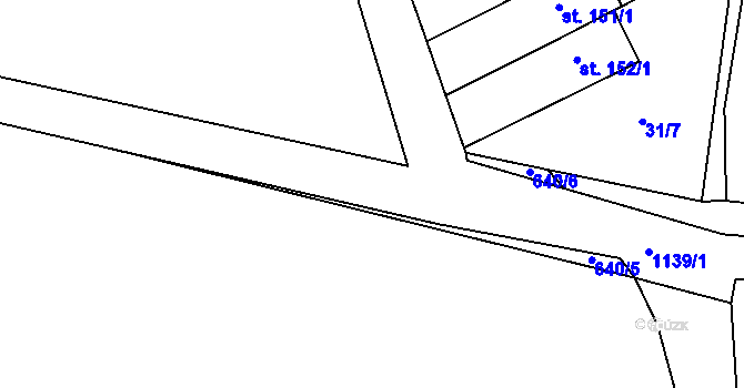 Parcela st. 640/8 v KÚ Bačetín, Katastrální mapa