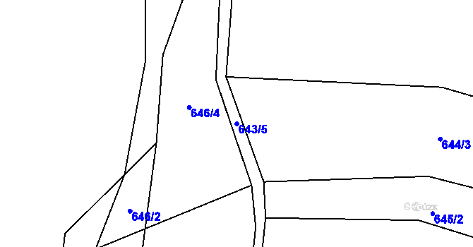 Parcela st. 643/5 v KÚ Bačetín, Katastrální mapa