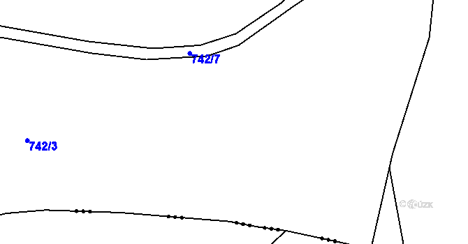 Parcela st. 742/1 v KÚ Bačetín, Katastrální mapa