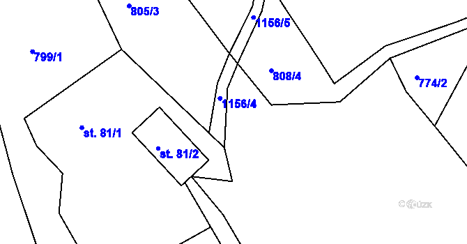 Parcela st. 805/4 v KÚ Bačetín, Katastrální mapa