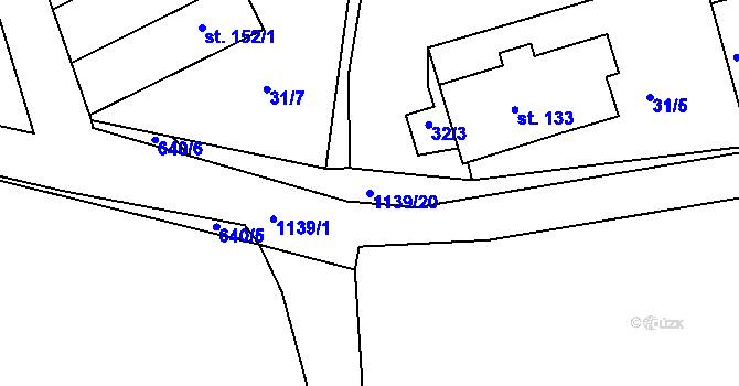 Parcela st. 1139/20 v KÚ Bačetín, Katastrální mapa