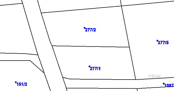 Parcela st. 277/7 v KÚ Bačetín, Katastrální mapa
