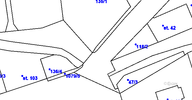 Parcela st. 1065/5 v KÚ Bačetín, Katastrální mapa