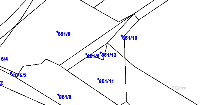 Parcela st. 851/13 v KÚ Bačetín, Katastrální mapa