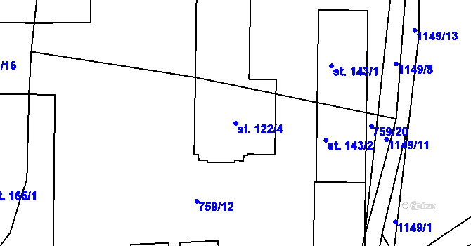 Parcela st. 122/4 v KÚ Bačetín, Katastrální mapa