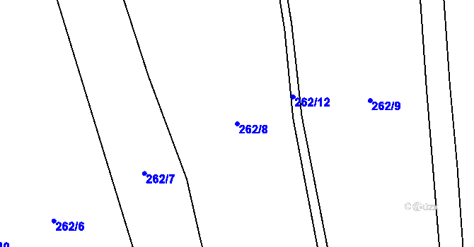 Parcela st. 262/8 v KÚ Bačetín, Katastrální mapa