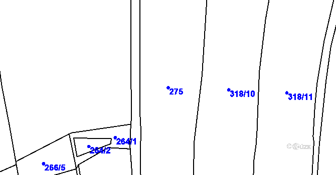 Parcela st. 275 v KÚ Bačetín, Katastrální mapa