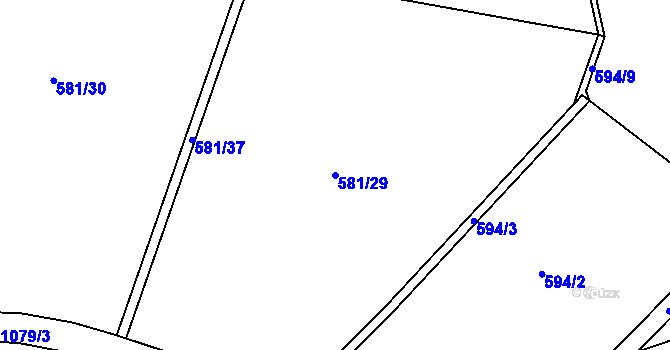 Parcela st. 581/29 v KÚ Bačetín, Katastrální mapa